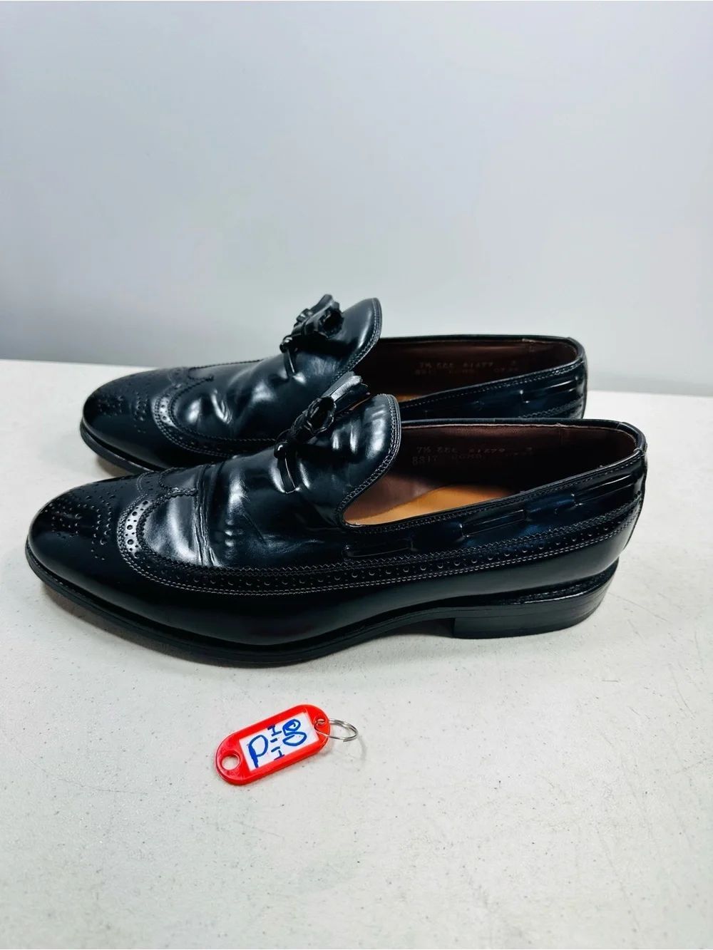 Allen Edmonds Berwick Men 7,5 3E Black Wingtip Tassel Loafer leather Made In USA